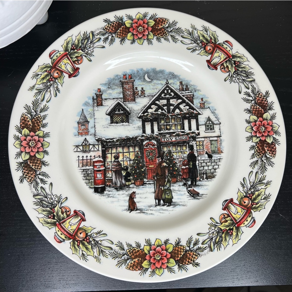 NEW Royal Stafford 11” Christmas Village Toy Shop Dinner Plates